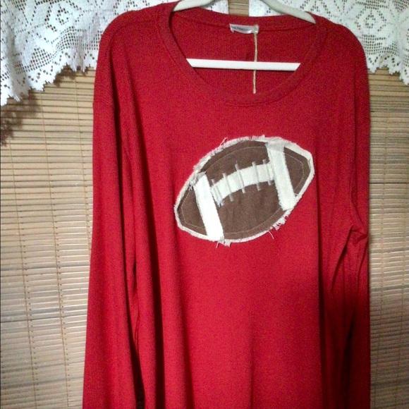 Distressed appliqué football on a thermal shirt - Picture 9 of 15